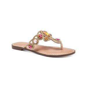 THALIA SODI Womens Gold Willa Round Toe Slip On Thong Sandals Shoes 6 M